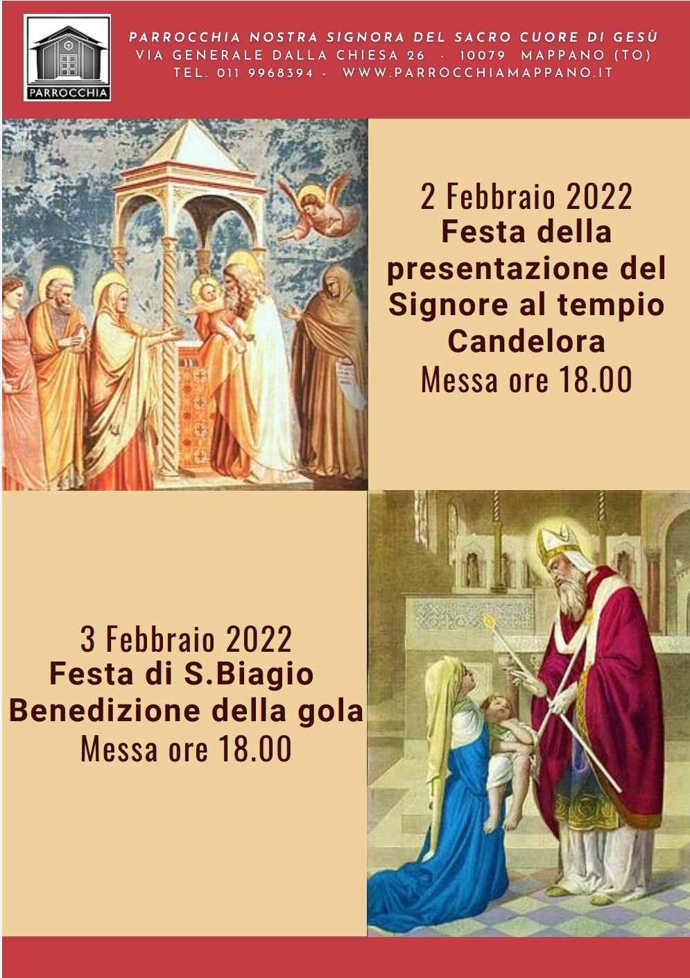 Festa della Candelora e S.Biagio Parrocchia Nostra Signora del Sacro